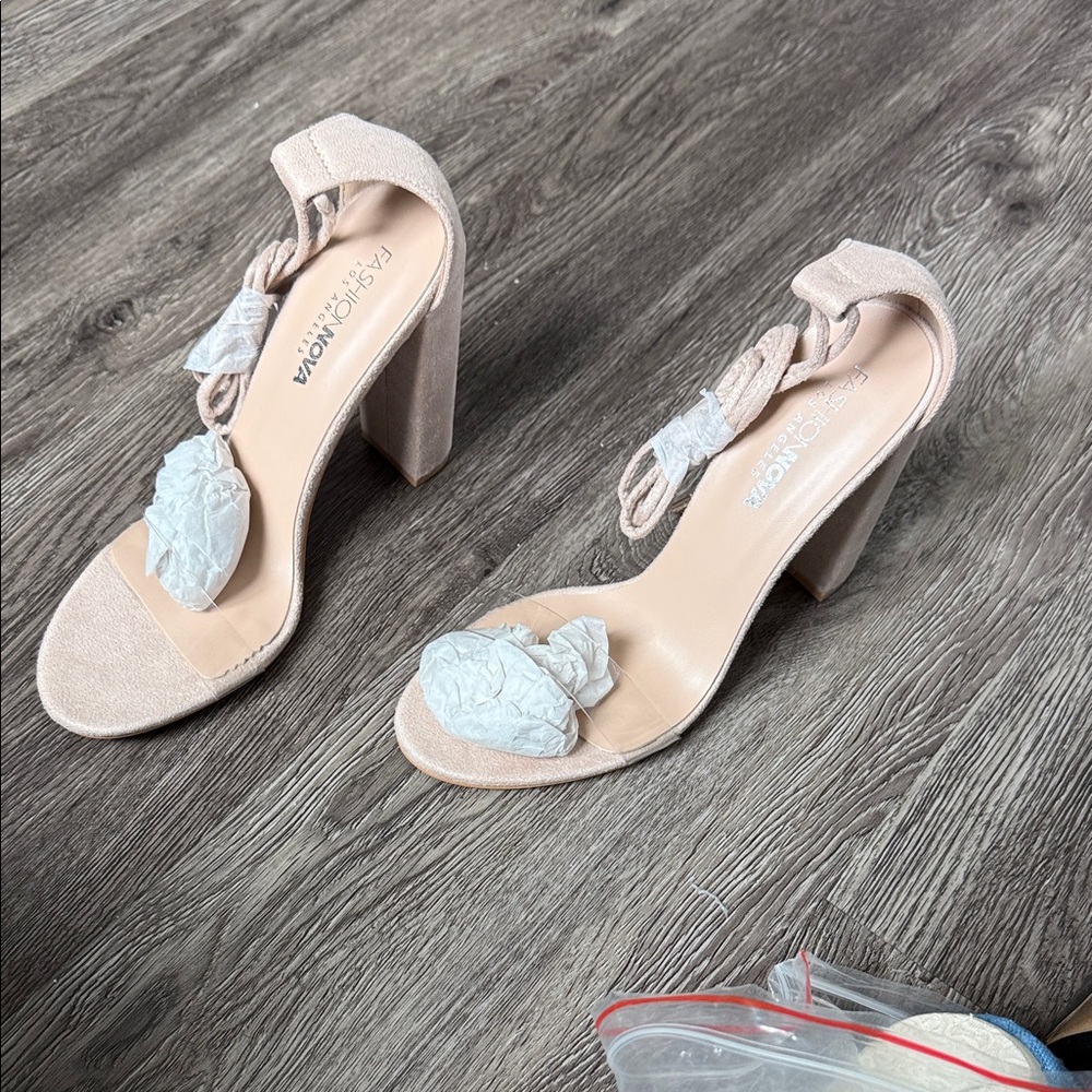 Fashion Nova Nude Block Heels